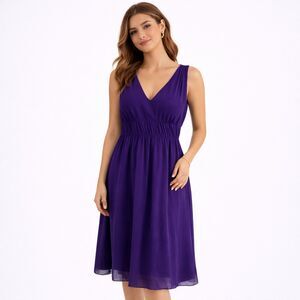 100% Silk L.K. Bennett London Elegant Purple Sleeveless Dress 6